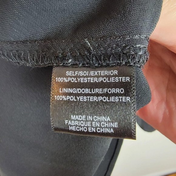 WAYF Black Drape Puff Long Sleeves V-Neck Dress M - Picture 10 of 11